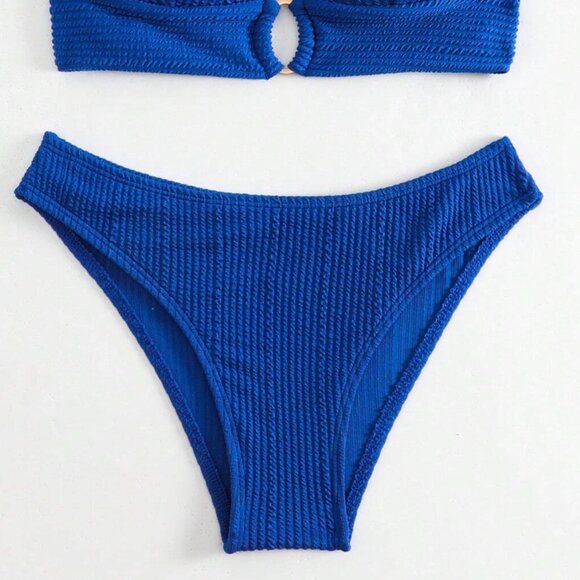 NWOT! Blue Push Up Bikini with Gold Jewels Size Medium - Picture 4 of 9
